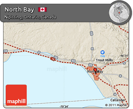 Shaded Relief Map of North Bay