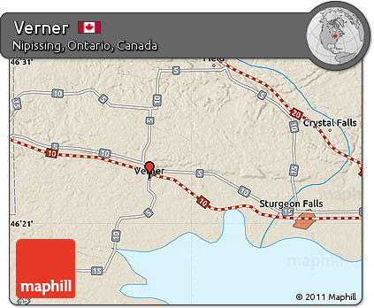 Shaded Relief Map of Verner