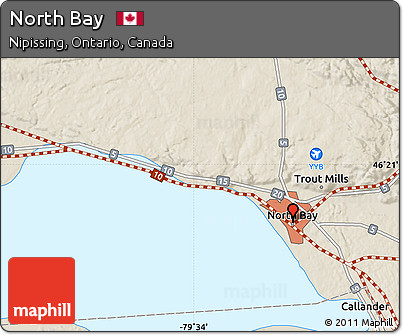 Shaded Relief Map of North Bay