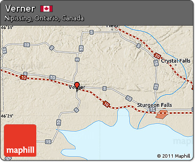Shaded Relief Map of Verner
