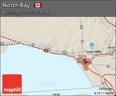 Shaded Relief Map of North Bay