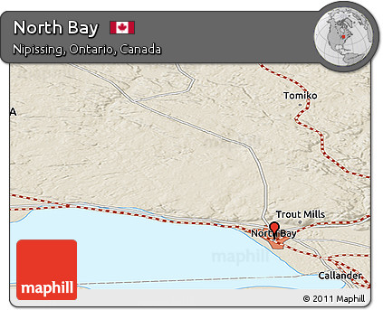 Shaded Relief Panoramic Map of North Bay
