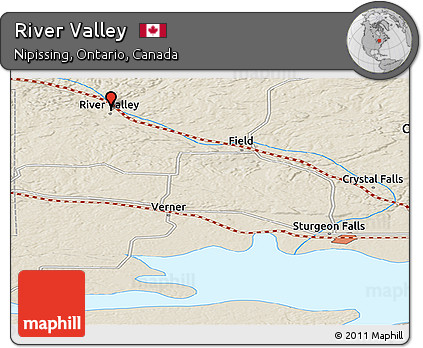 Shaded Relief Panoramic Map of River Valley
