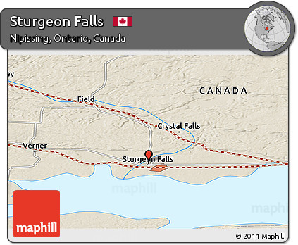 Shaded Relief Panoramic Map of Sturgeon Falls