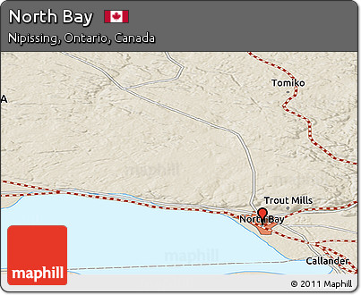 Shaded Relief Panoramic Map of North Bay