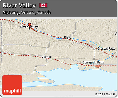 Shaded Relief Panoramic Map of River Valley