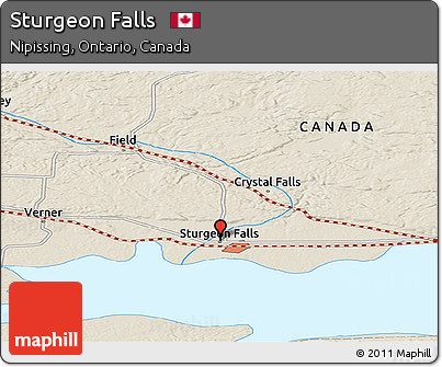 Shaded Relief Panoramic Map of Sturgeon Falls