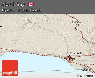 Shaded Relief Panoramic Map of North Bay
