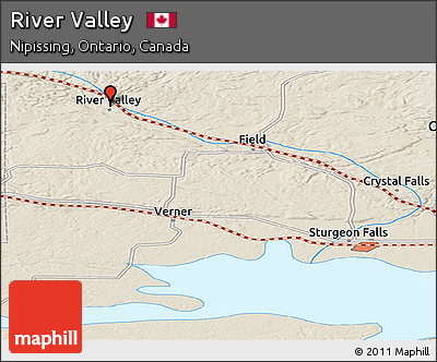 Shaded Relief Panoramic Map of River Valley