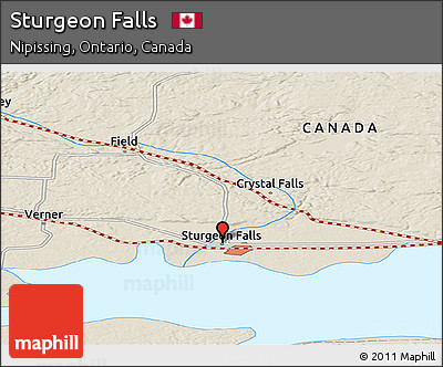 Shaded Relief Panoramic Map of Sturgeon Falls