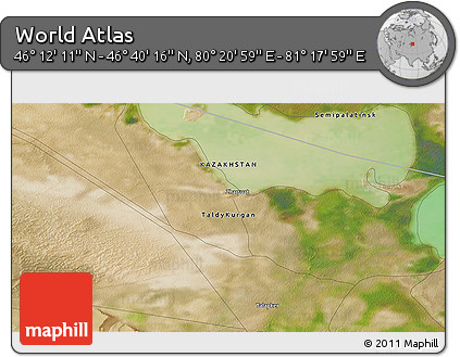 Satellite 3D Map of the Area around 46° 26' 14" N, 80° 49' 29" E