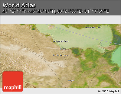 Satellite 3D Map of the Area around 46° 26' 14" N, 80° 49' 29" E