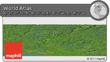 Satellite Panoramic Map of the Area around 46° 26' 14" N, 83° 13' 29" W
