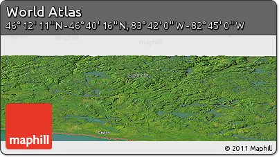Satellite Panoramic Map of the Area around 46° 26' 14" N, 83° 13' 29" W