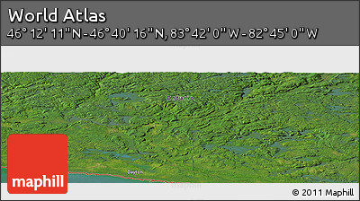 Satellite Panoramic Map of the Area around 46° 26' 14" N, 83° 13' 29" W