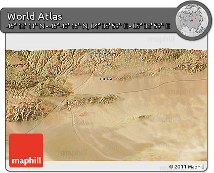 Satellite 3D Map of the Area around 46° 26' 14" N, 85° 4' 29" E