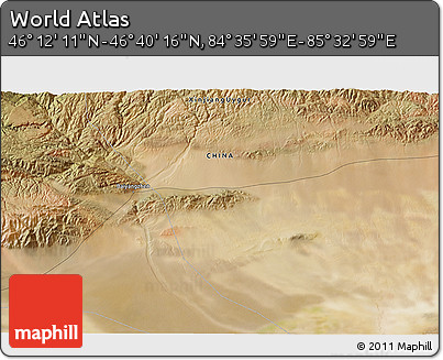 Satellite 3D Map of the Area around 46° 26' 14" N, 85° 4' 29" E