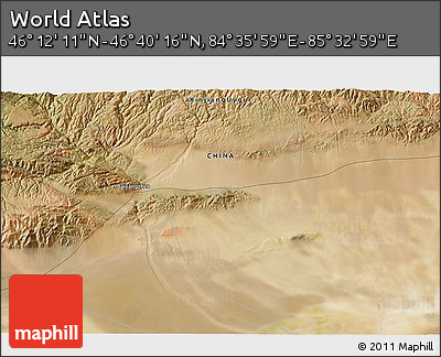 Satellite 3D Map of the Area around 46° 26' 14" N, 85° 4' 29" E