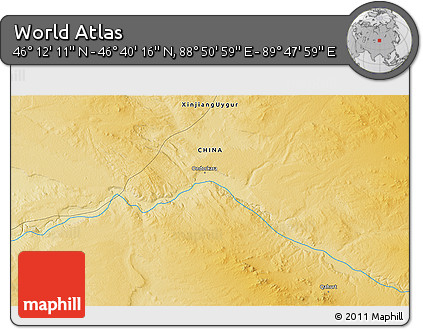 Physical 3D Map of the Area around 46° 26' 14" N, 89° 19' 29" E