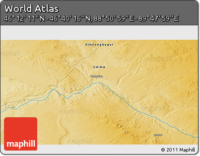 Physical 3D Map of the Area around 46° 26' 14" N, 89° 19' 29" E