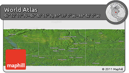 Satellite Panoramic Map of the Area around 46° 26' 14" N, 89° 10' 30" W