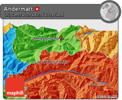 Political 3D Map of Andermatt