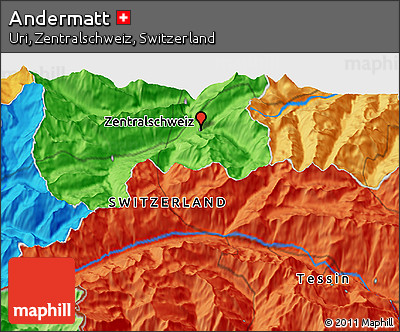 Political 3D Map of Andermatt