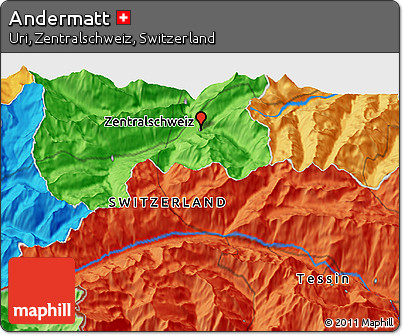 Political 3D Map of Andermatt