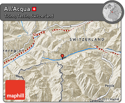 Shaded Relief 3D Map of All'Acqua