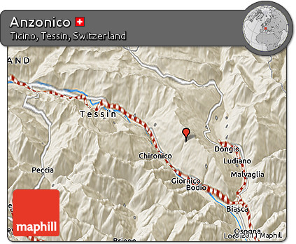 Shaded Relief 3D Map of Anzonico
