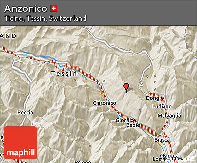 Shaded Relief 3D Map of Anzonico