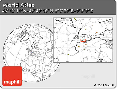 Blank Location Map of the Area around 46° 26' 14" N, 8° 34' 29" E