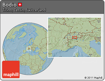 Savanna Style Location Map of Bodio, hill shading