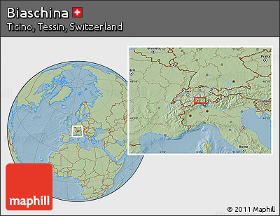 Savanna Style Location Map of Biaschina, hill shading