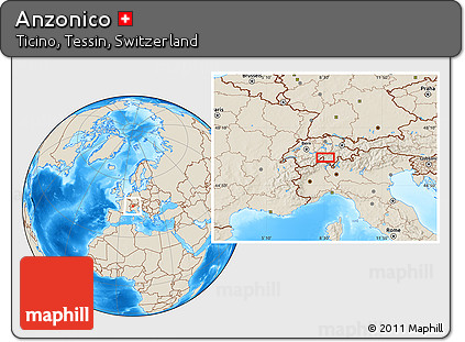 Shaded Relief Location Map of Anzonico