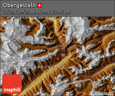 Physical Map of Obergesteln