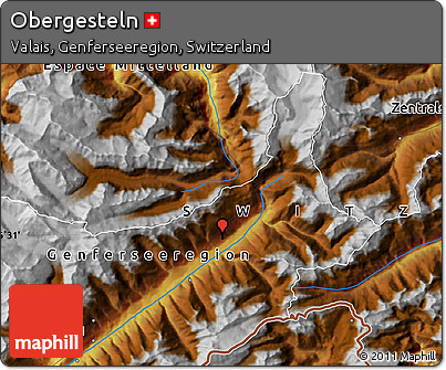 Physical Map of Obergesteln