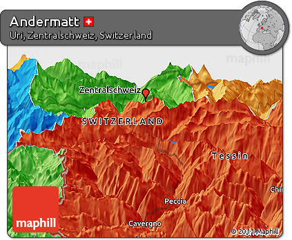 Political Panoramic Map of Andermatt
