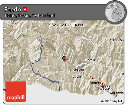 Shaded Relief Panoramic Map of Faedo