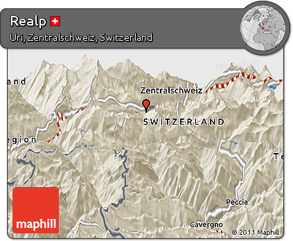 Shaded Relief Panoramic Map of Realp