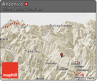 Shaded Relief Panoramic Map of Anzonico