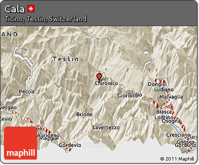 Shaded Relief Panoramic Map of Cala