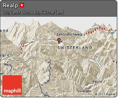 Shaded Relief Panoramic Map of Realp