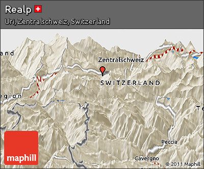 Shaded Relief Panoramic Map of Realp