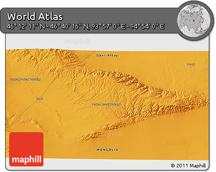 Political 3D Map of the Area around 46° 26' 14" N, 94° 25' 30" E