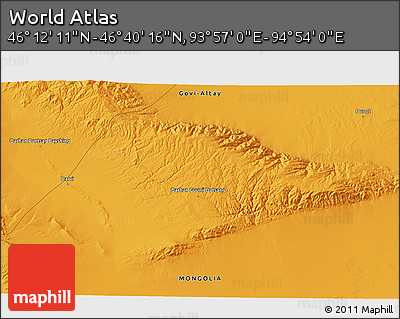 Political 3D Map of the Area around 46° 26' 14" N, 94° 25' 30" E