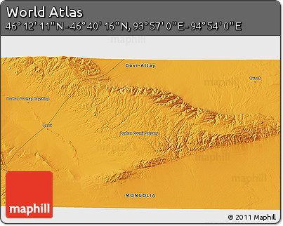 Political 3D Map of the Area around 46° 26' 14" N, 94° 25' 30" E