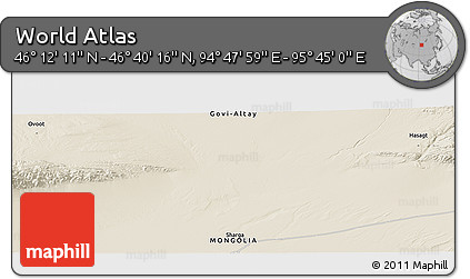 Shaded Relief Panoramic Map of the Area around 46° 26' 14" N, 95° 16' 30" E