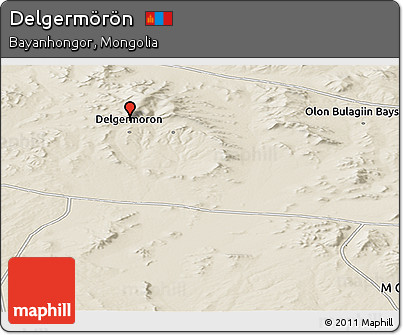 Shaded Relief Panoramic Map of Delgermörön