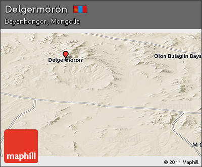 Shaded Relief Panoramic Map of Delgermörön